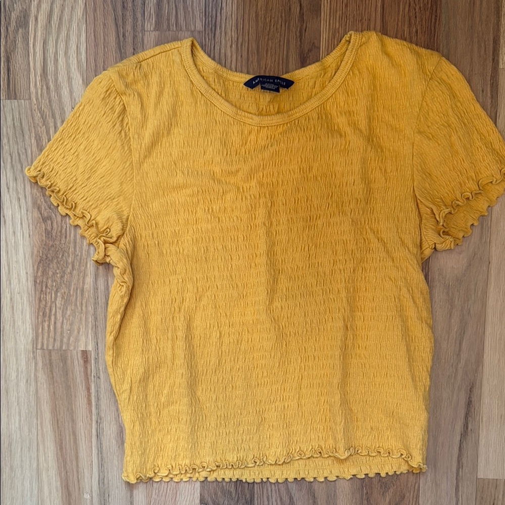 American Eagle Outfitters Yellow Textured Women's Top